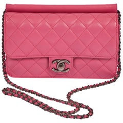 Chanel Hot Pink Lambskin Crossbody Leather Bag