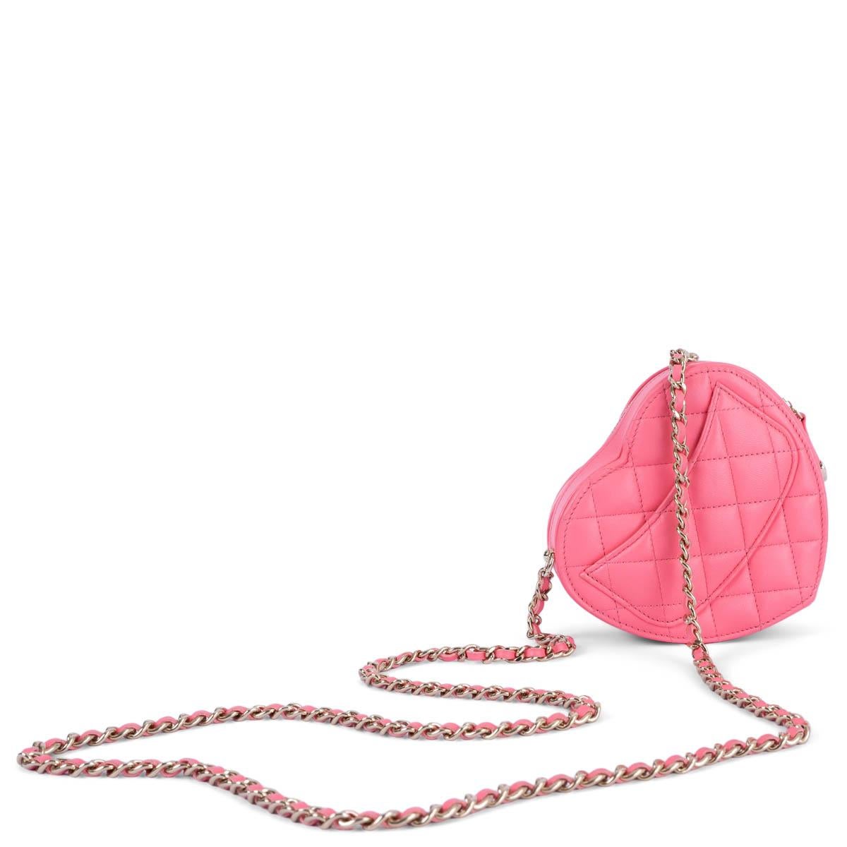 Pink CHANEL hot pink leather 2022 22S SMALL HEART Crossbody Bag