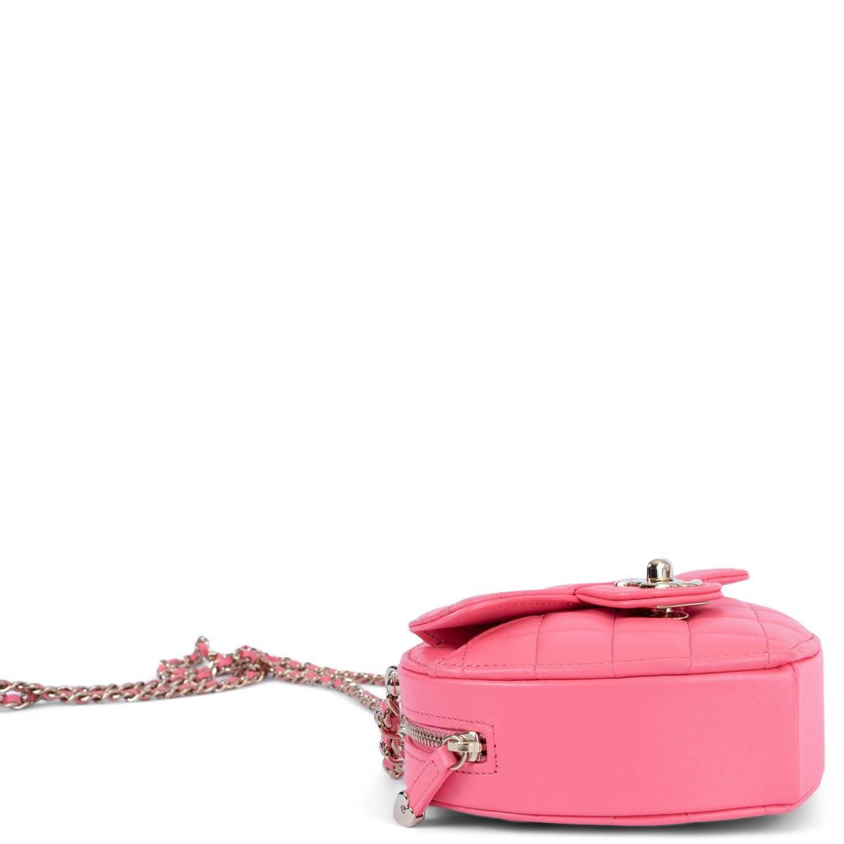 Women's CHANEL hot pink leather 2022 22S SMALL HEART Crossbody Bag