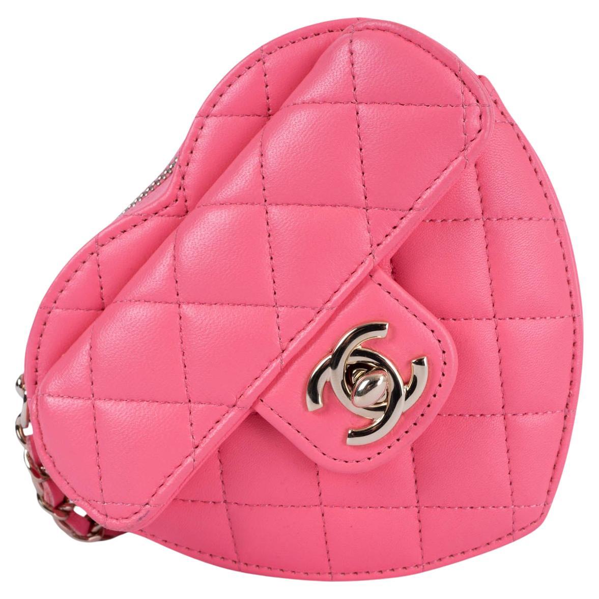 Chanel Hot Pink Leather 2022 22S Small Heart Crossbody Bag