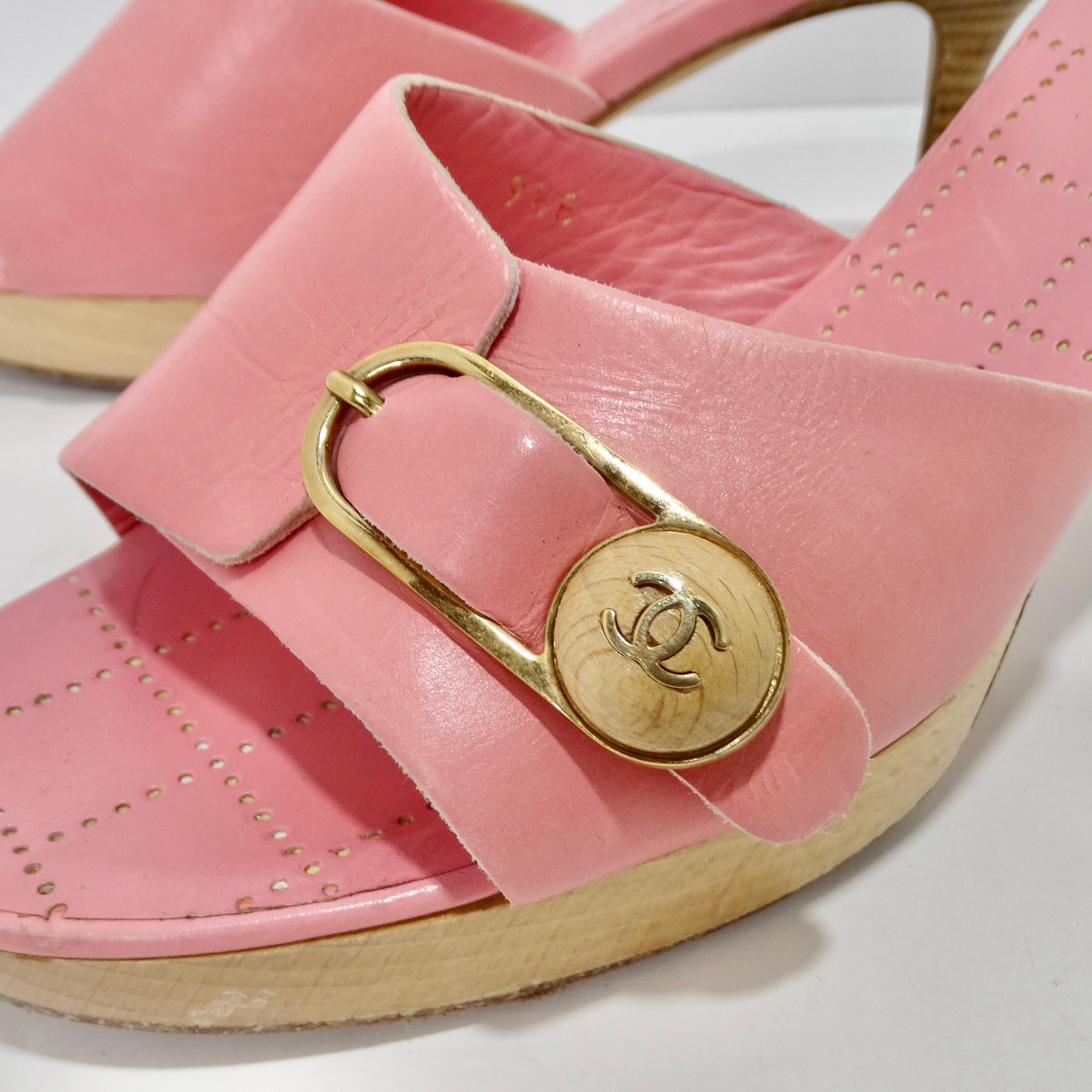 Chanel Hot Pink Leather CC Logo Mules For Sale 5
