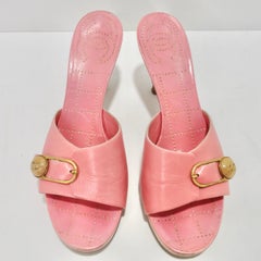 Chanel Hot Pink Leather CC Logo Mules