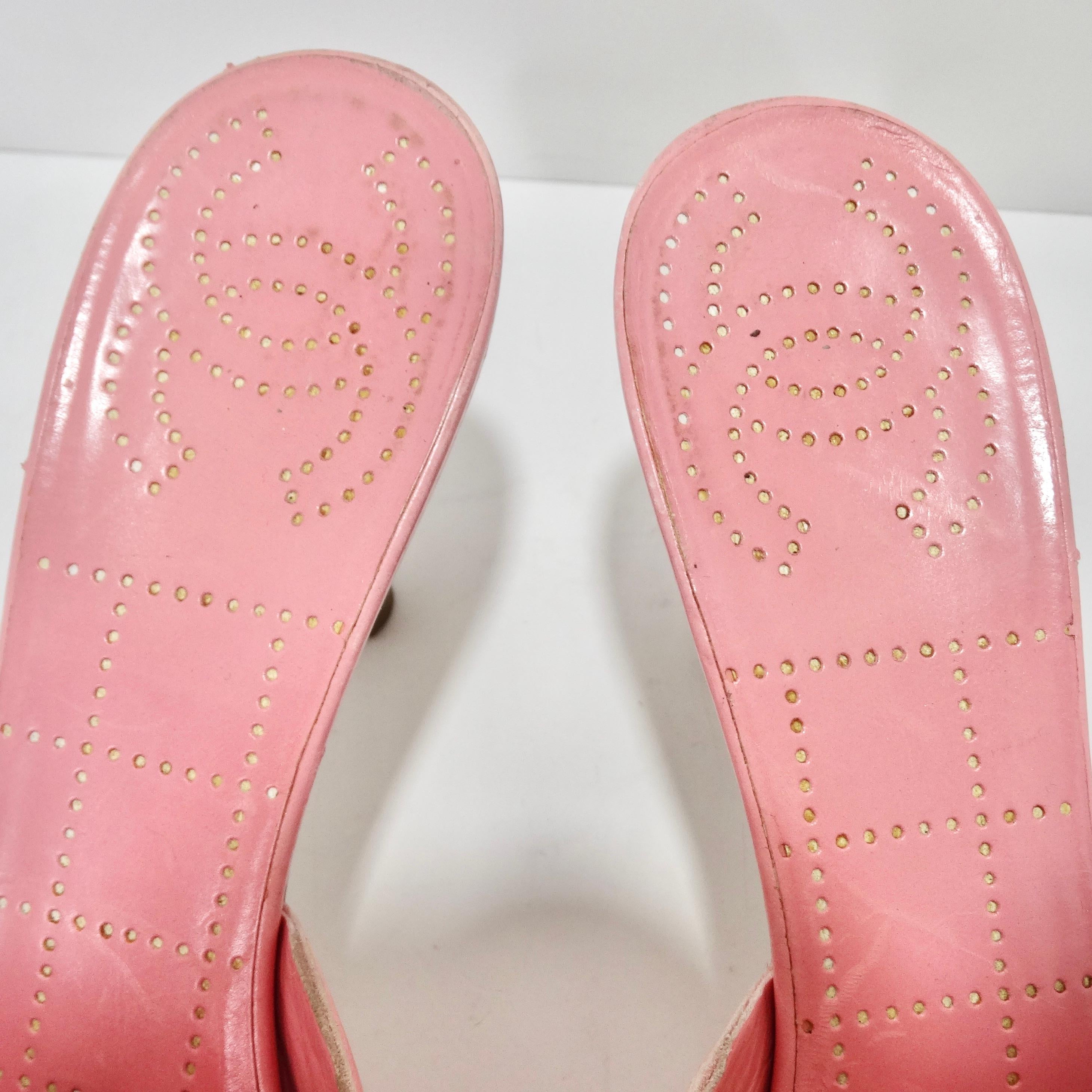 Chanel Hot Pink Leather CC Logo Mules In Good Condition For Sale In Scottsdale, AZ