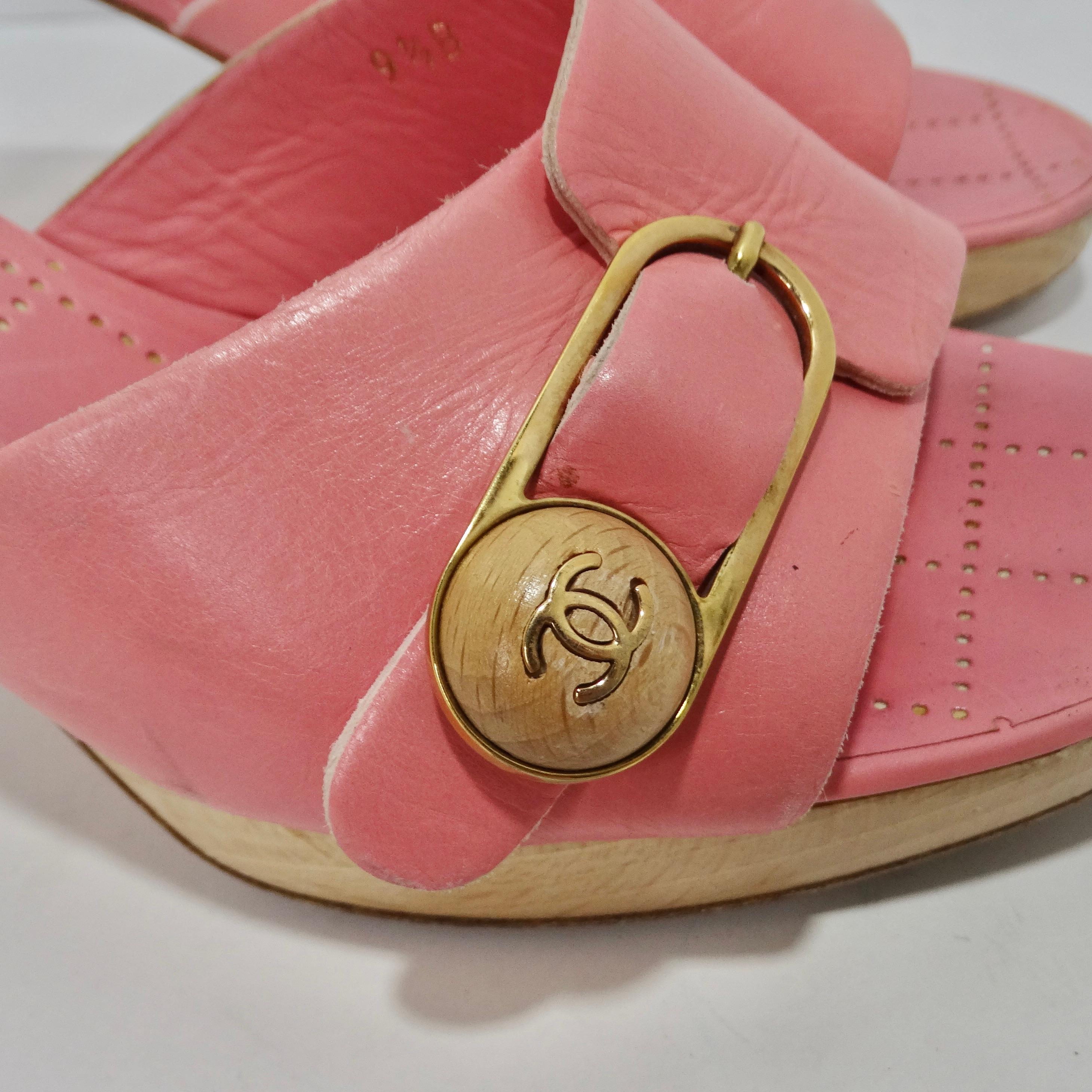 Chanel Hot Pink Leather CC Logo Mules For Sale 1