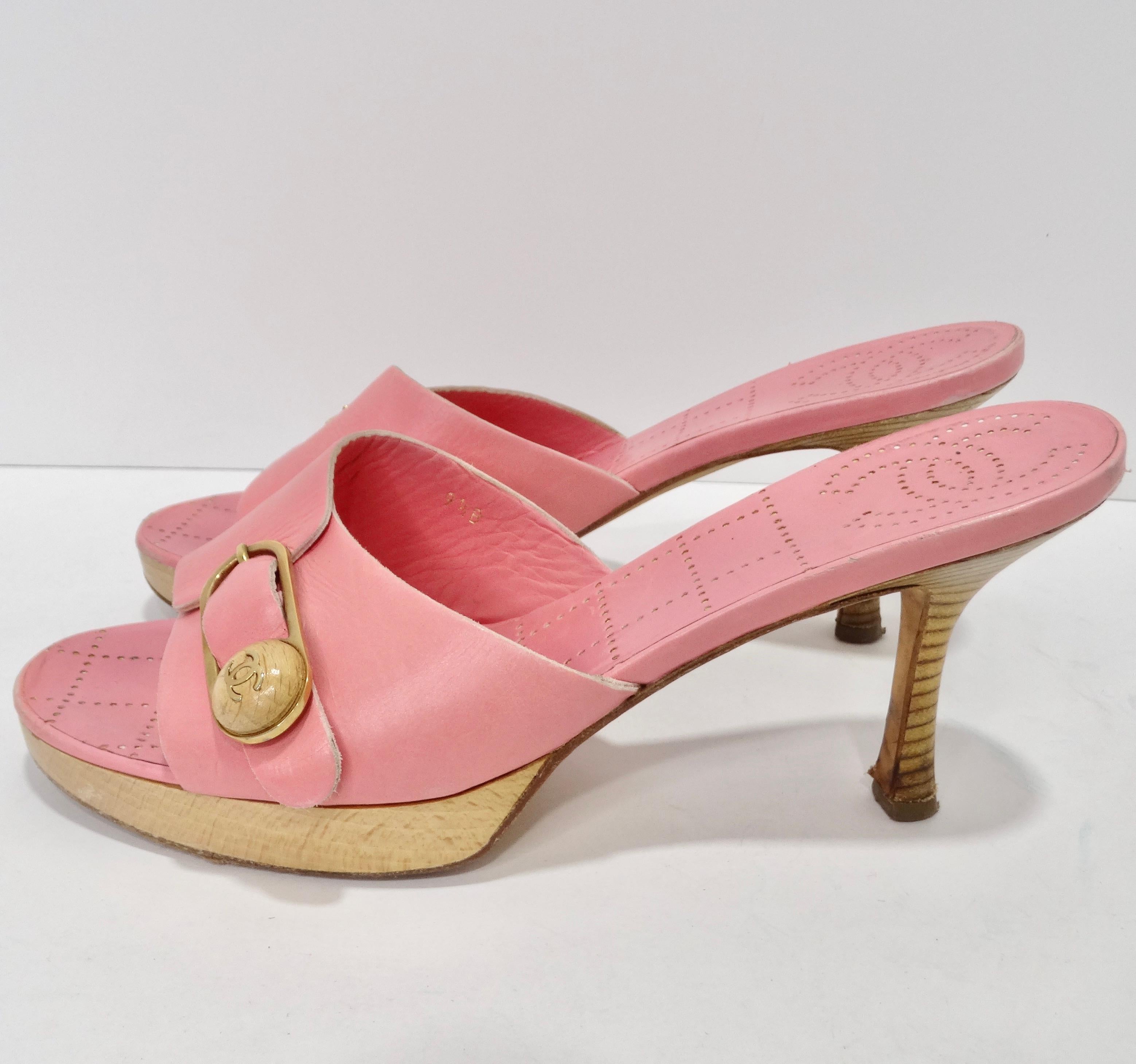 Chanel Hot Pink Leather CC Logo Mules For Sale 4