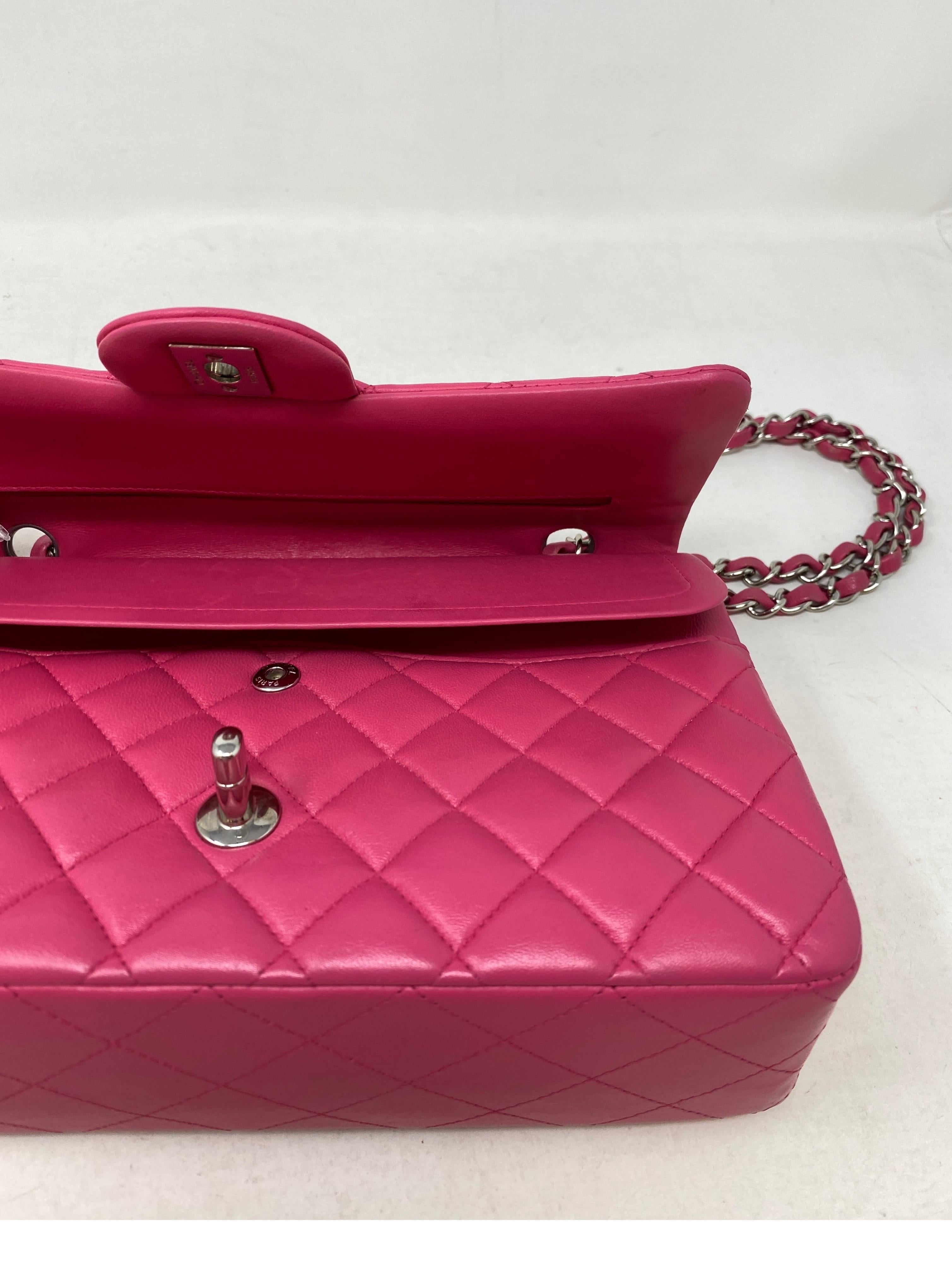 Chanel Hot Pink Medium Double Flap Bag  4