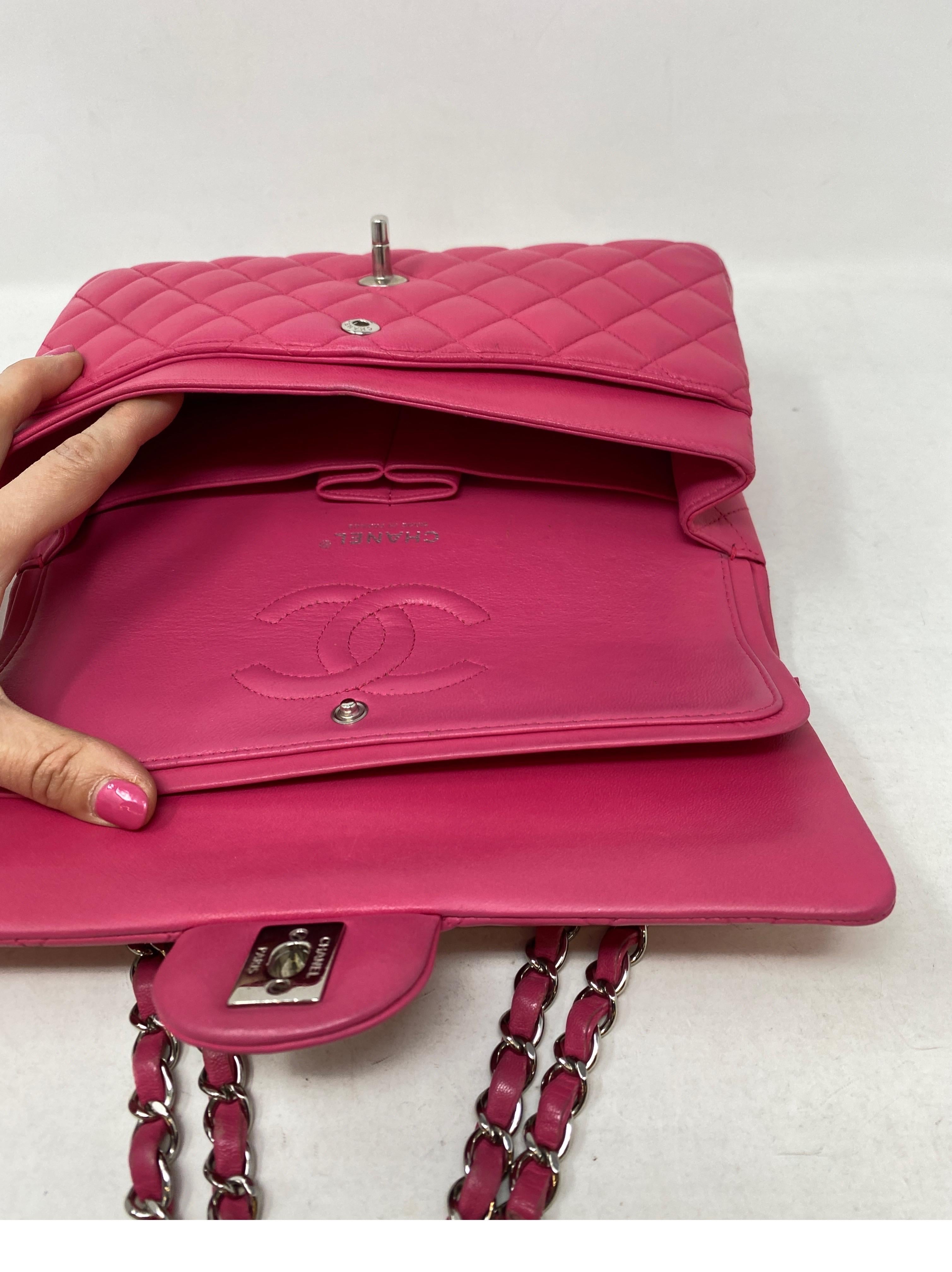 Chanel Hot Pink Medium Double Flap Bag  7