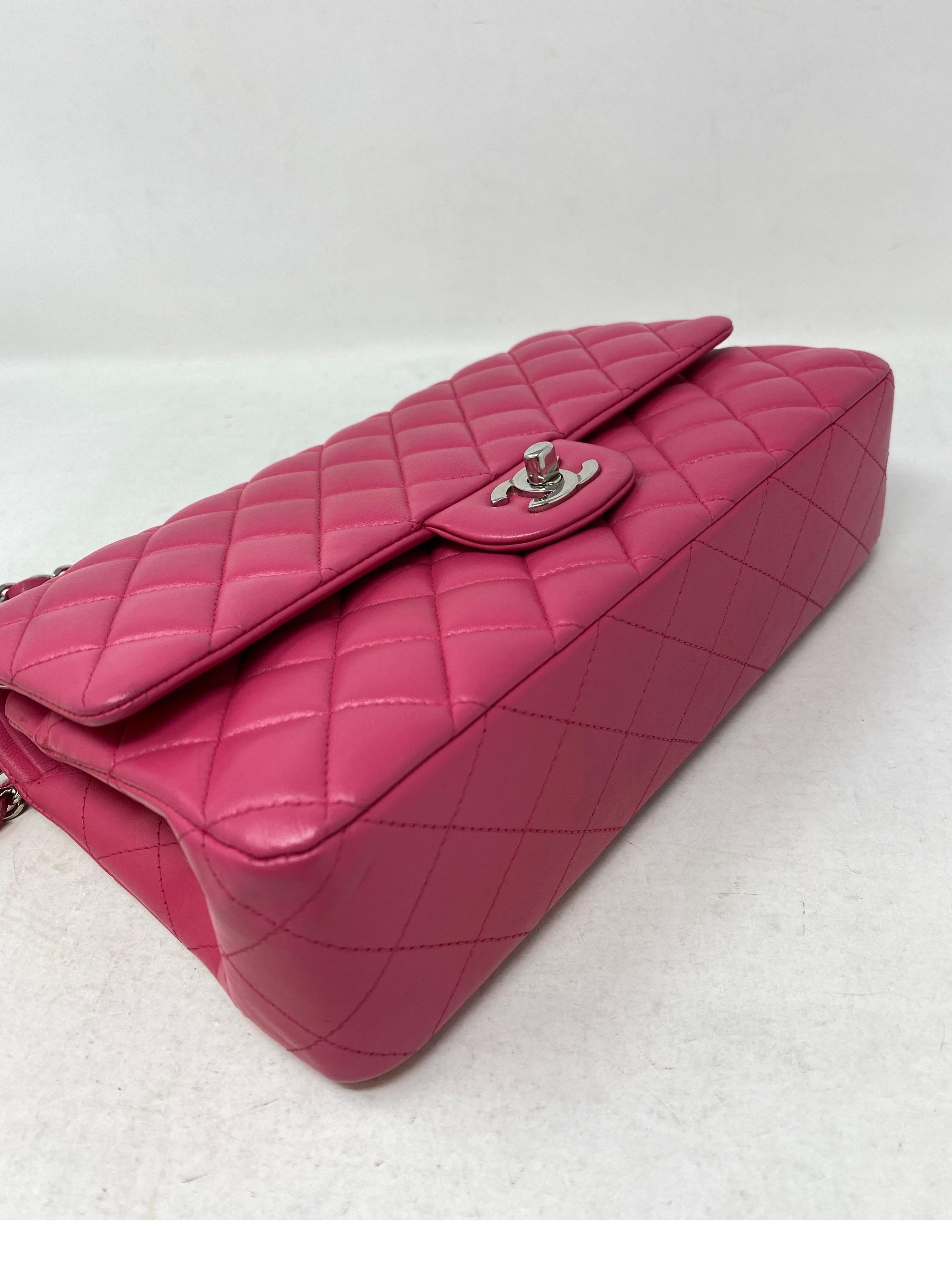 Chanel Hot Pink Medium Double Flap Bag  2
