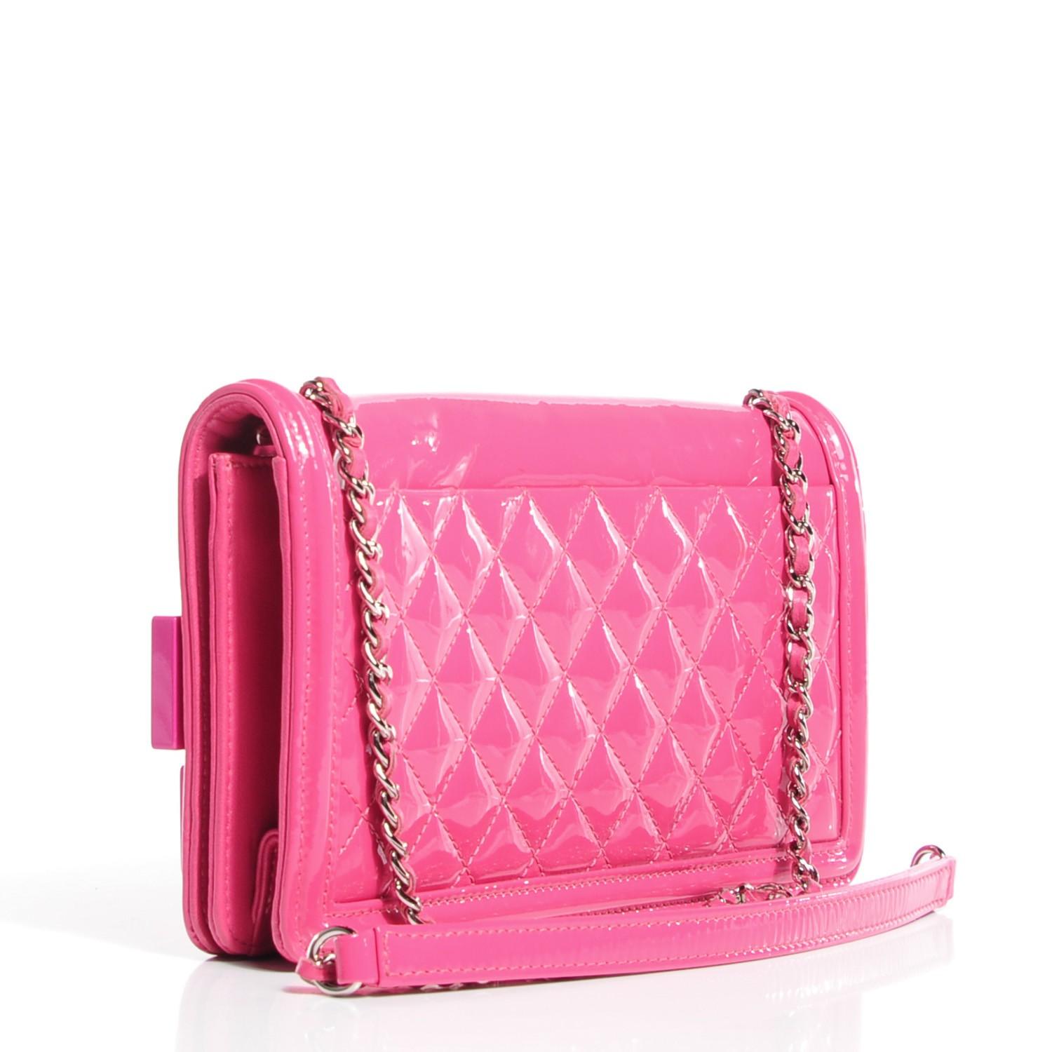 Chanel Hot Pink Ombre Patent Leather Brick Flap Crossbody Convertible Clutch  For Sale 3
