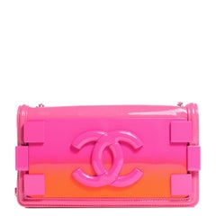 Chanel Hot Pink Ombre Patent Leather Brick Flap Crossbody Convertible Clutch