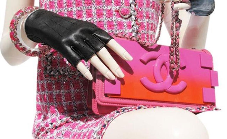 Chanel Pink Ombre Plexiglass and Patent Leather Boy Brick Mini Flap Bag