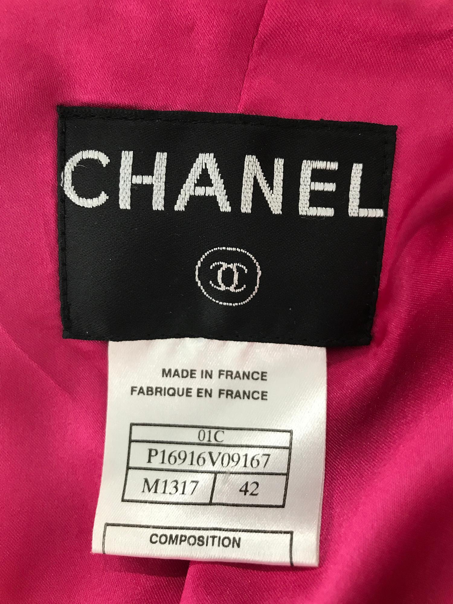 Chanel Hot Pink Orange Gold Metallic Thread Cropped Jacket 2001C 4