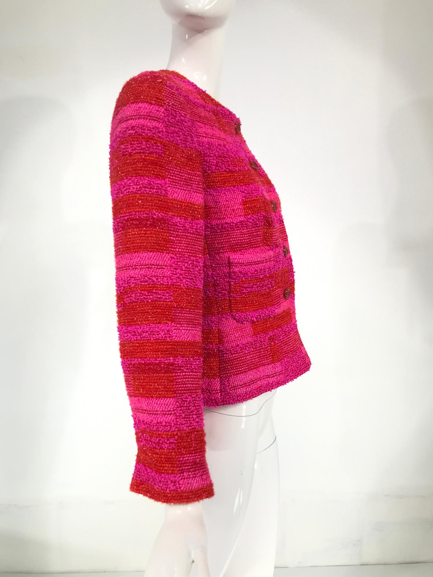 hot pink tweed blazer