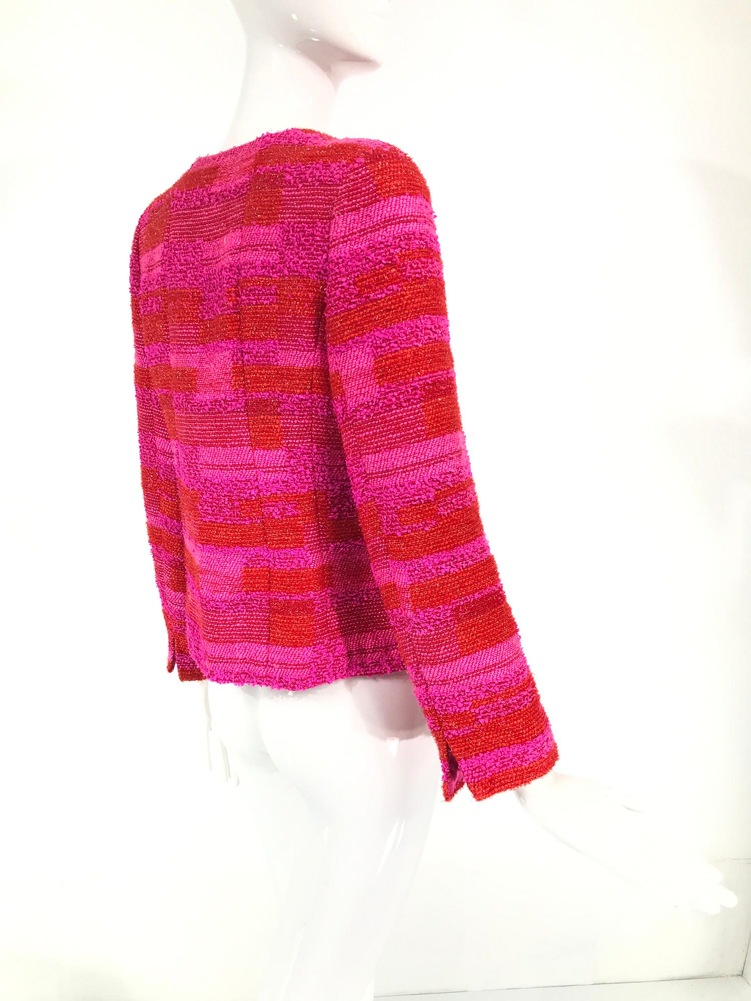 hot pink tweed jacket