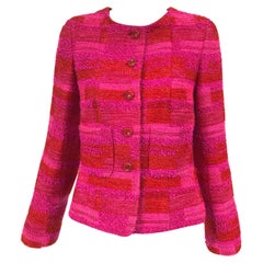Chanel Hot Pink Orange Gold Metallic Thread Cropped Jacket 2001C