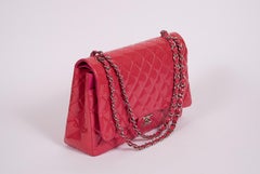 Chanel Hot Pink Patent Maxi Double Flap
