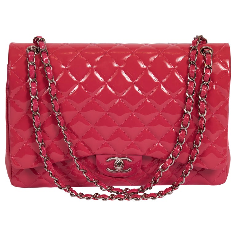 Chanel Hot Pink Patent Maxi Double Flap at 1stDibs