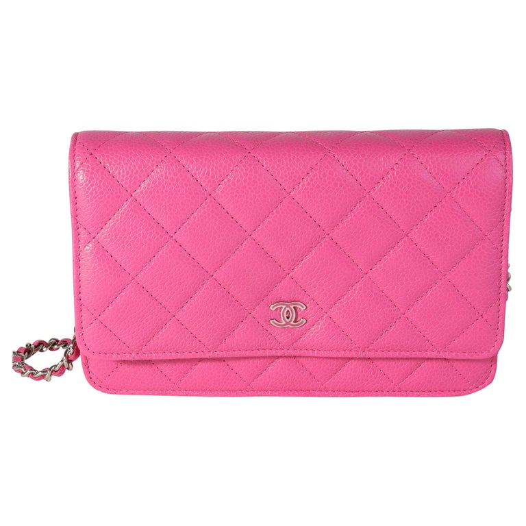 Chanel Hot Pink Quilted Caviar Wallet On Chain at 1stDibs