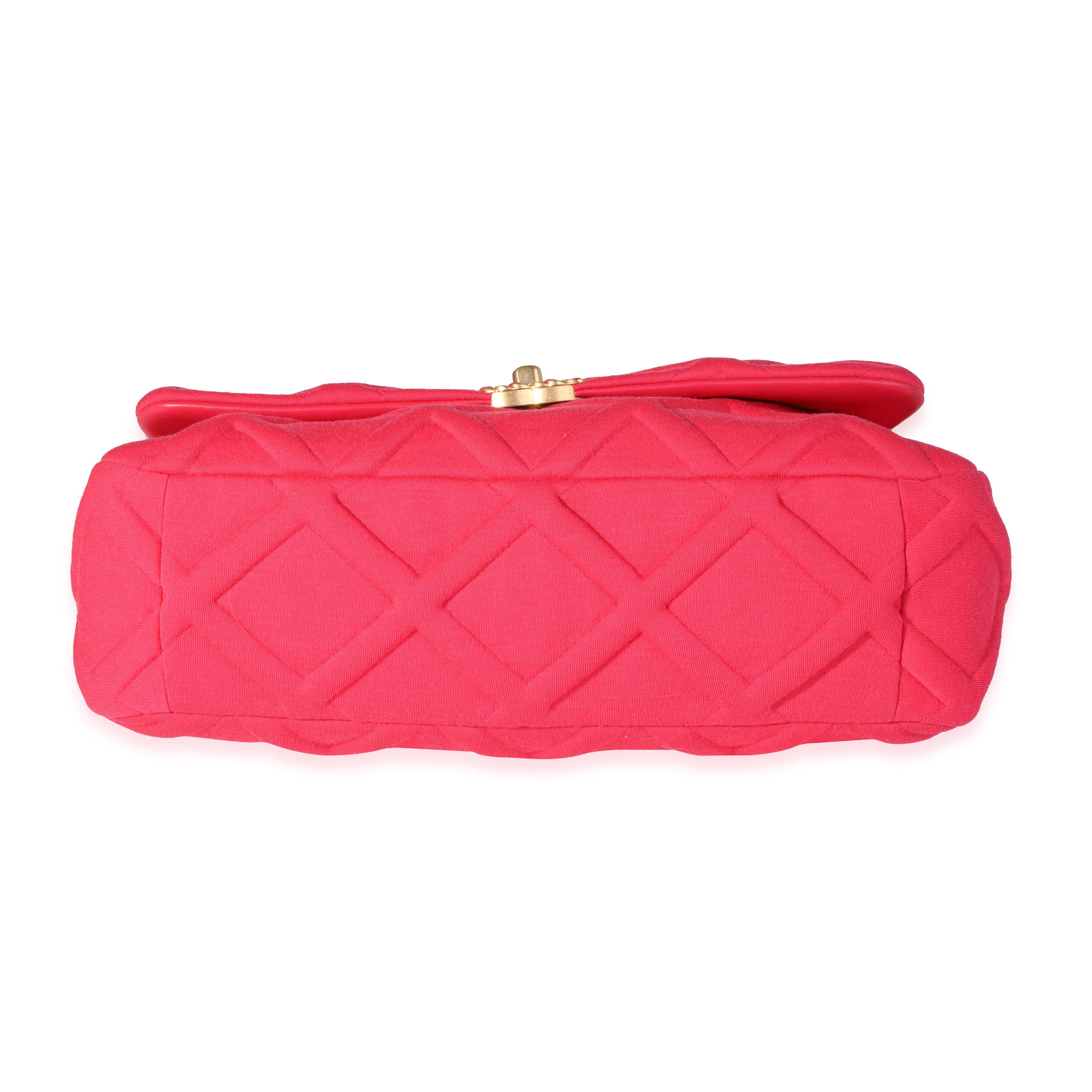 Women's Chanel Hot Pink Quilted Jersey Large Chanel 19 Flap Bag