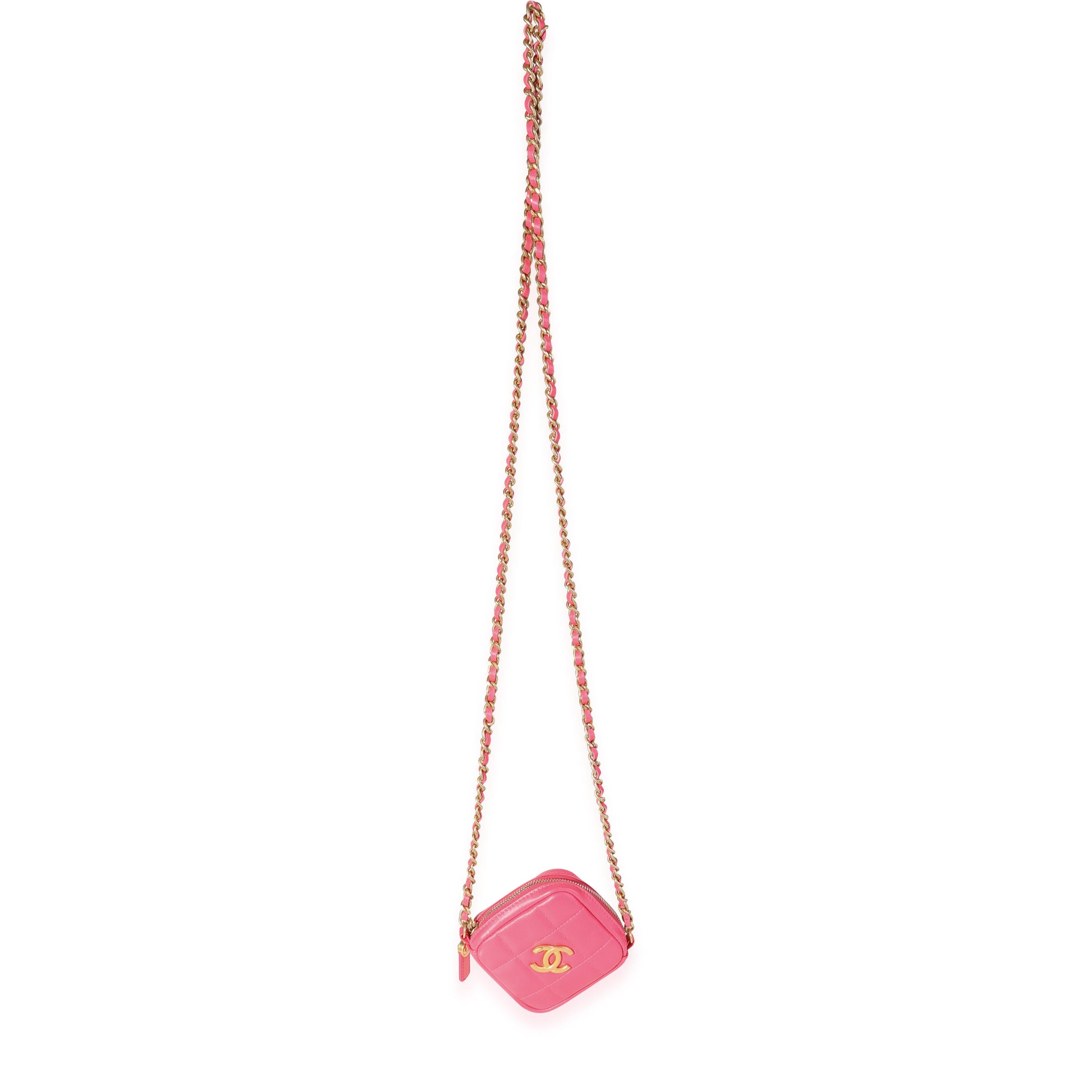 Listing Title: Chanel Hot Pink Quilted Lambskin Diamond Crossbody Bag
SKU: 118928

Handbag Condition: Never Worn
Brand: Chanel
Model: Mini Square Crossbody
Origin Country: Italy
Handbag Silhouette: Crossbody Bag;Mini
Occasions: