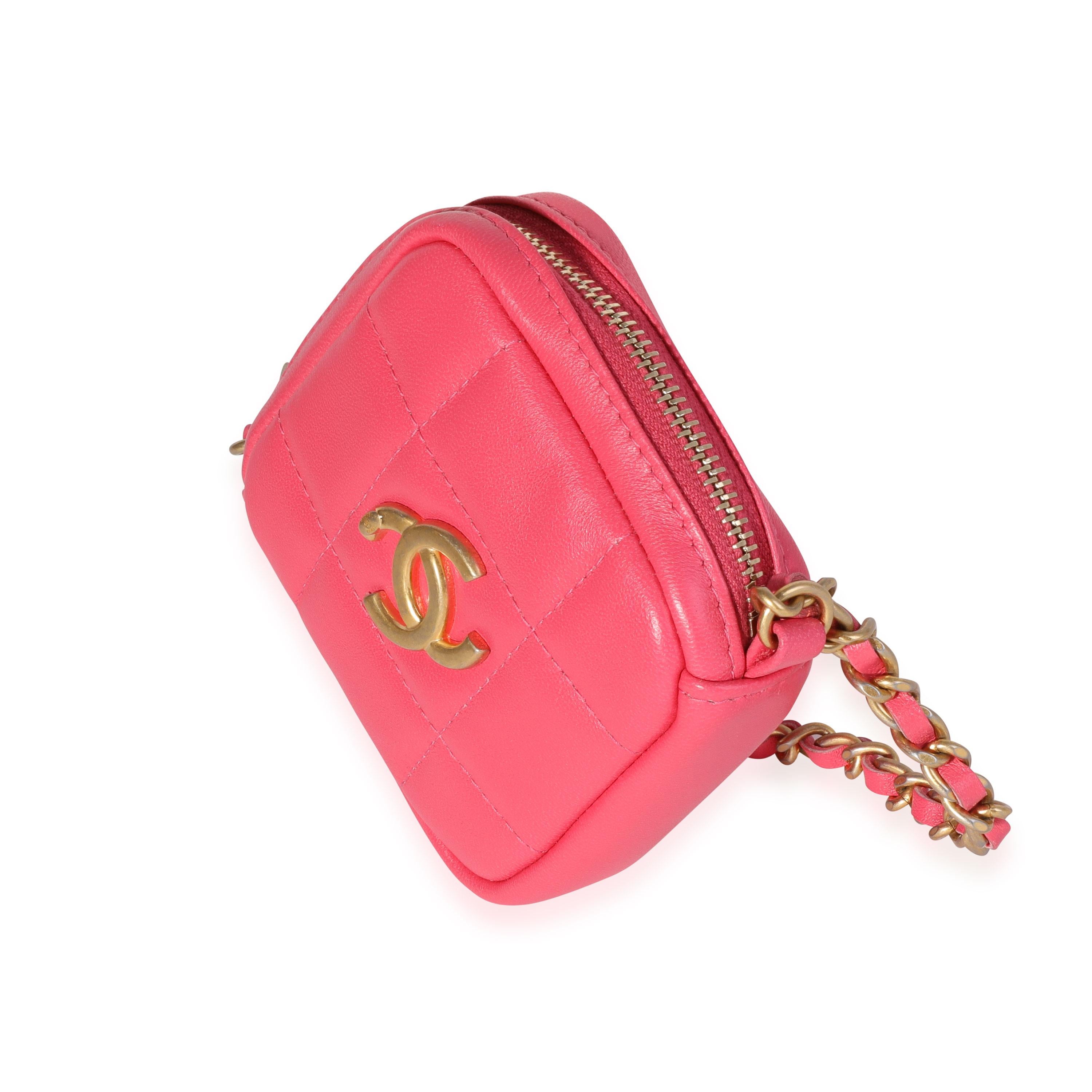 Chanel Hot Pinke gesteppte Lammfell-Diamant-Umhngetasche Damen