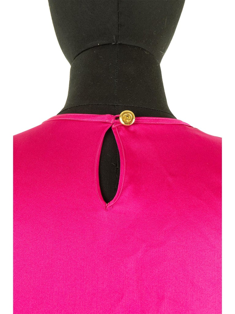 Women's Chanel Hot Pink Satin Top For Sale