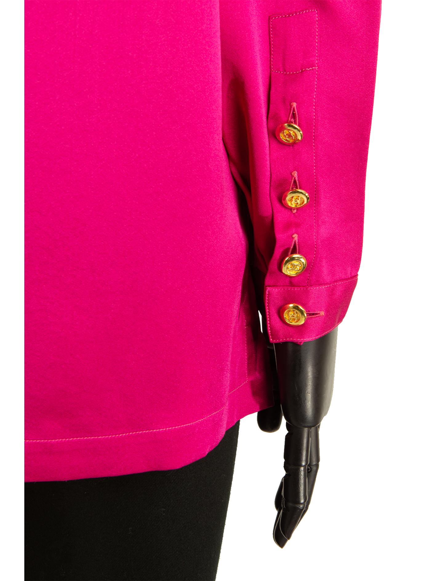 hot pink satin shirt