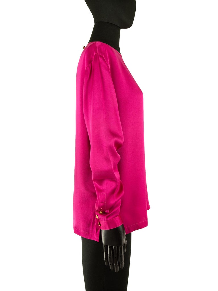 Chanel Hot Pink Satin Top For Sale 2
