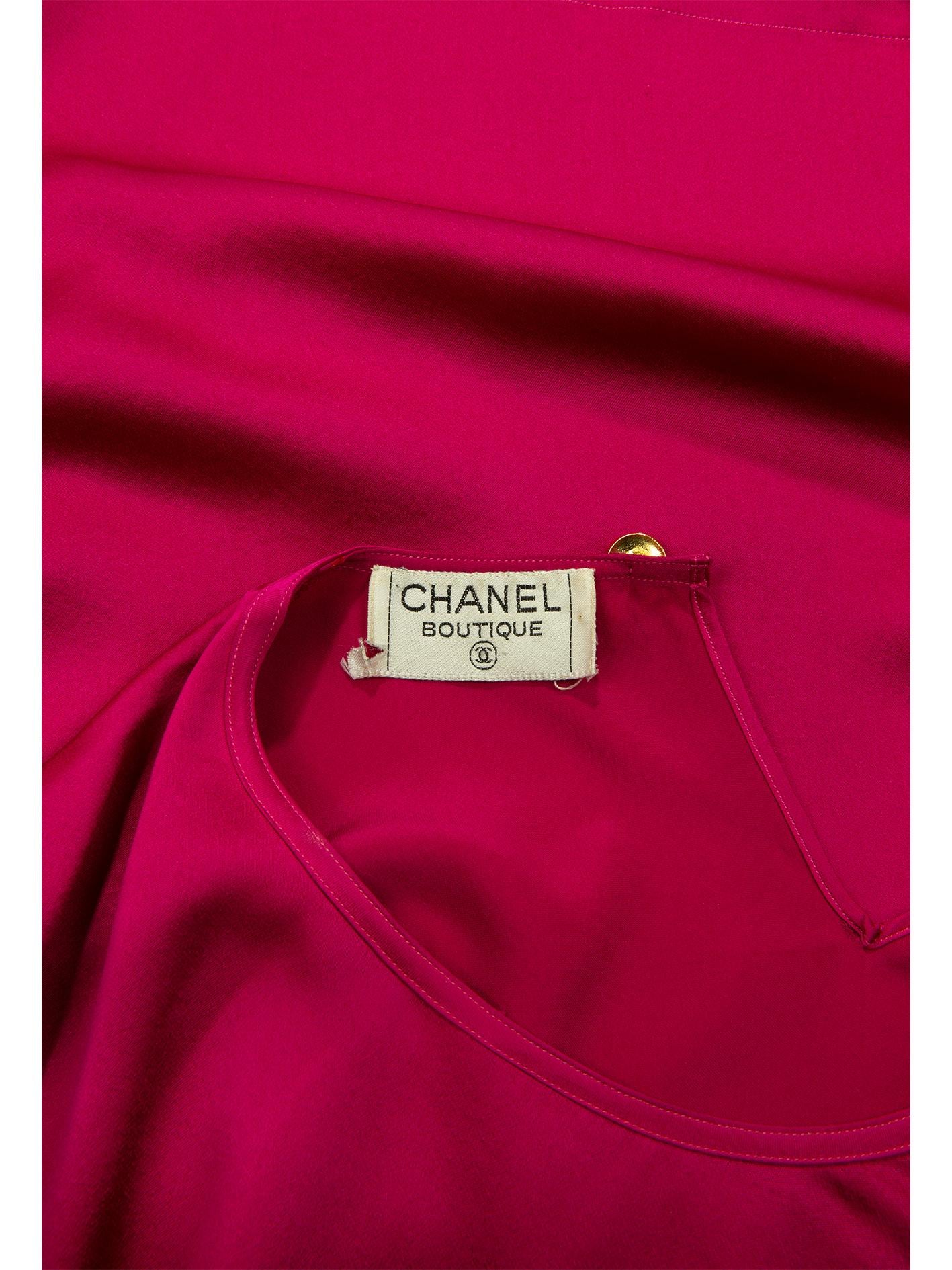 Women's Chanel Hot Pink Satin Top For Sale