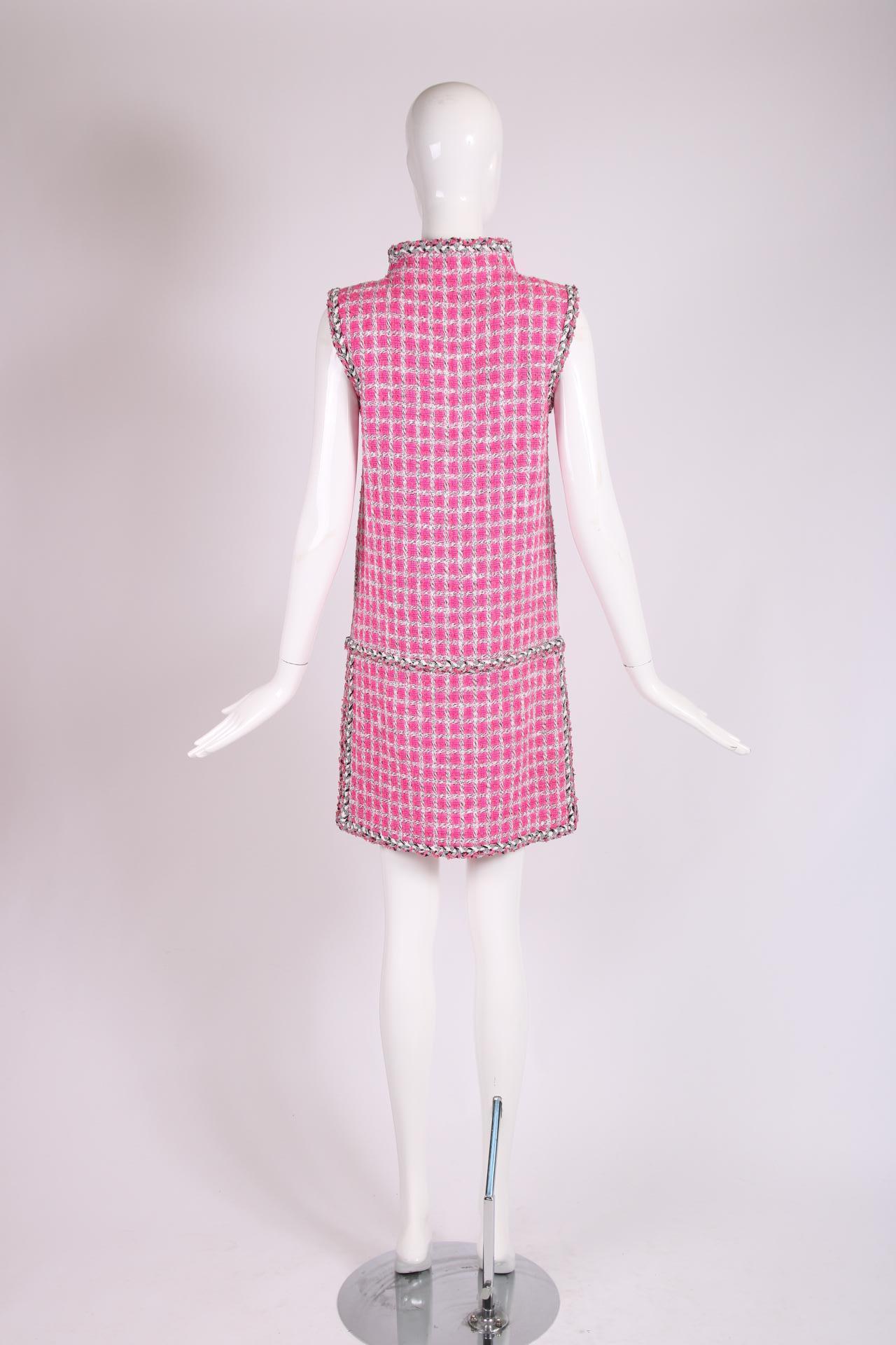 pink tweed mini dress