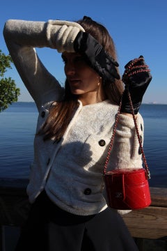 Chanel Hot Red Quilted Patent Leather Micro Mini Jewelry Box Crossbody Bag