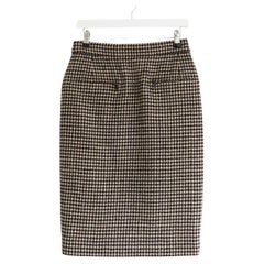 Chanel Jupe en tweed pied-de-poule avec fermeture éclair Automne 2015 15K