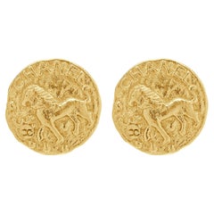 Chanel House of Lions Medallion Earrings