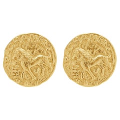 Chanel House of Lions Medallion Earrings