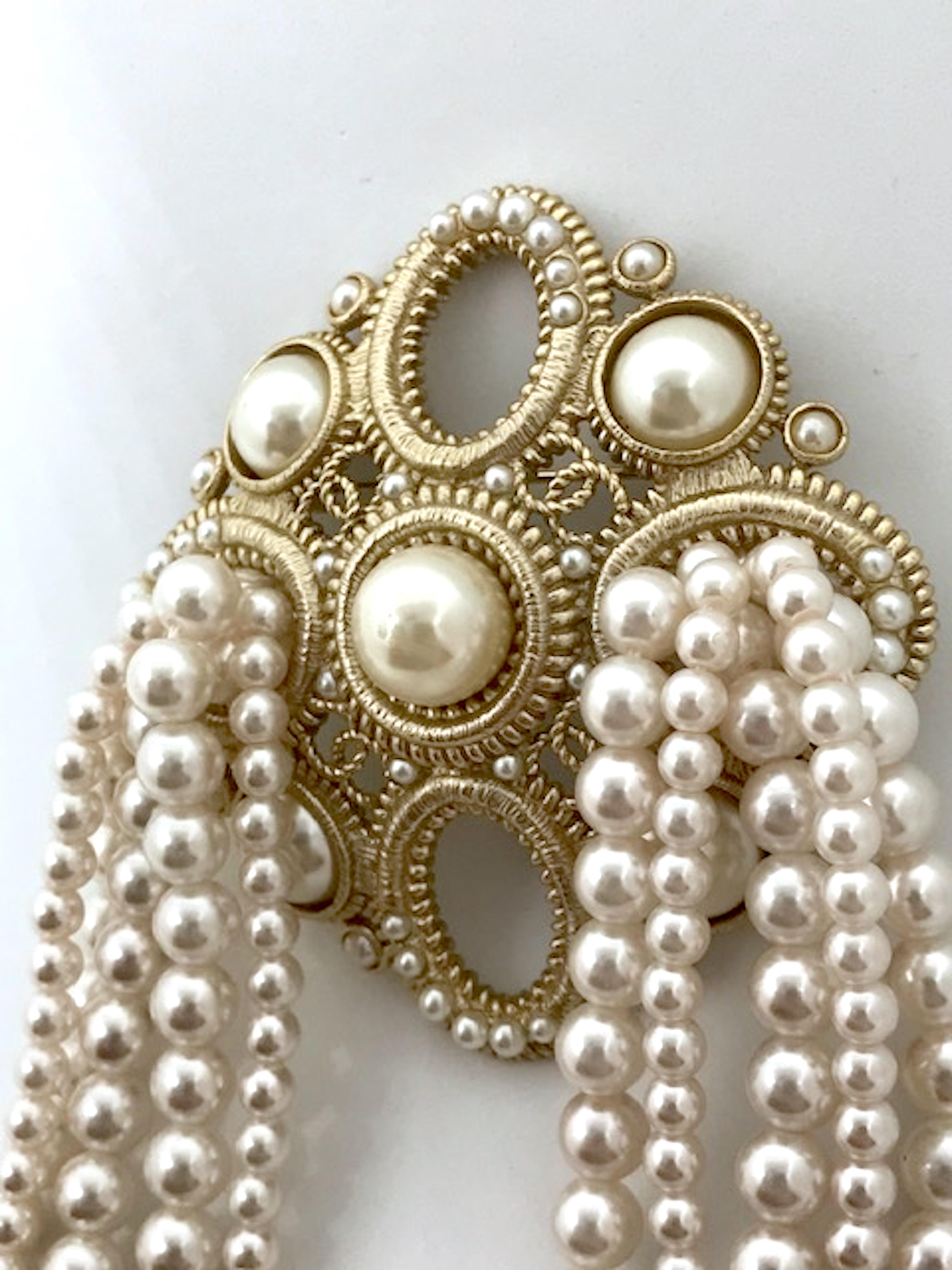 Chanel Dramatic & Large Medallion with Pearl Fringe Pin, 2015 Collection 8