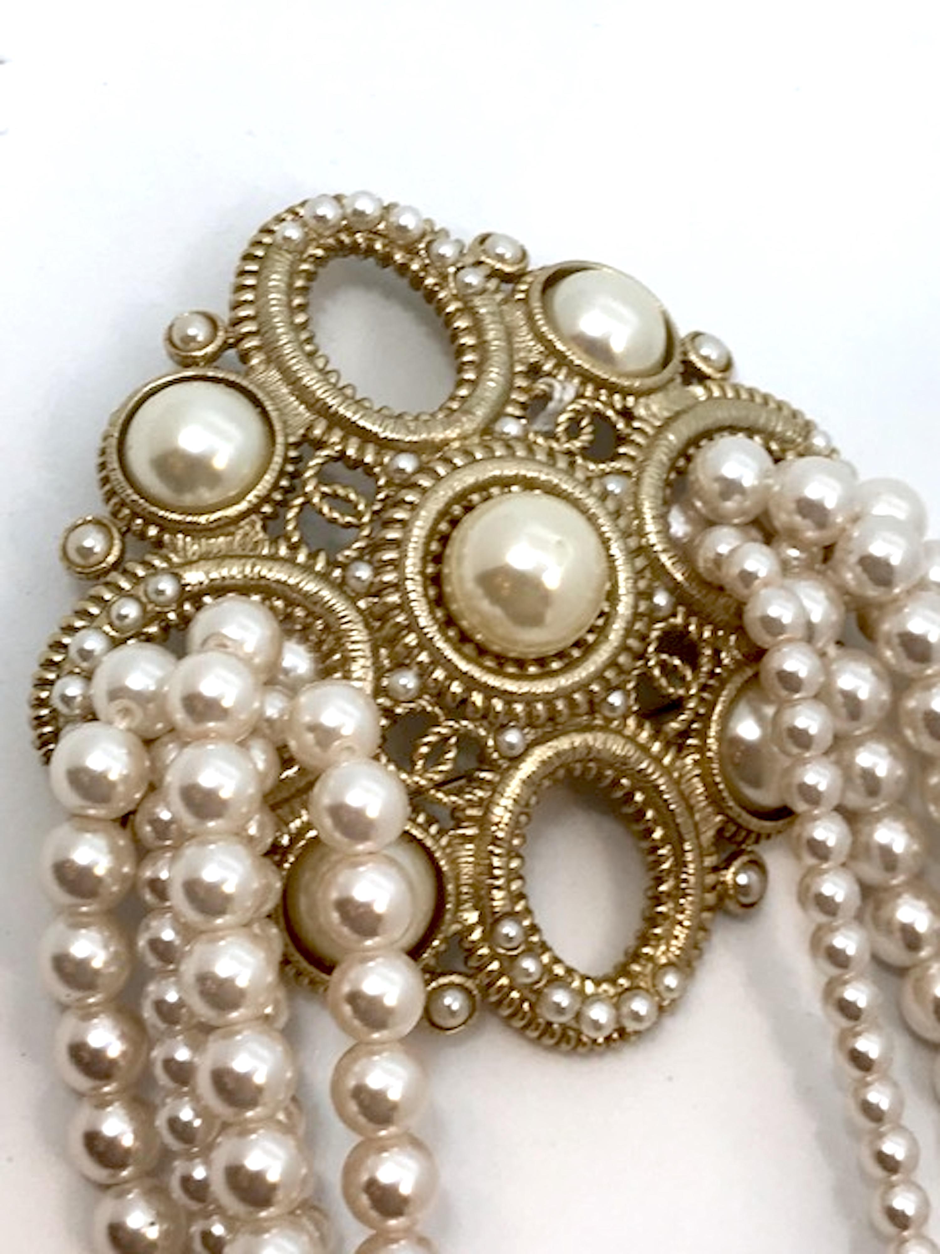Chanel Dramatic & Large Medallion with Pearl Fringe Pin, 2015 Collection 9