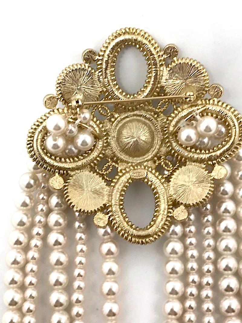 Chanel Dramatic & Large Medallion with Pearl Fringe Pin, 2015 Collection 1