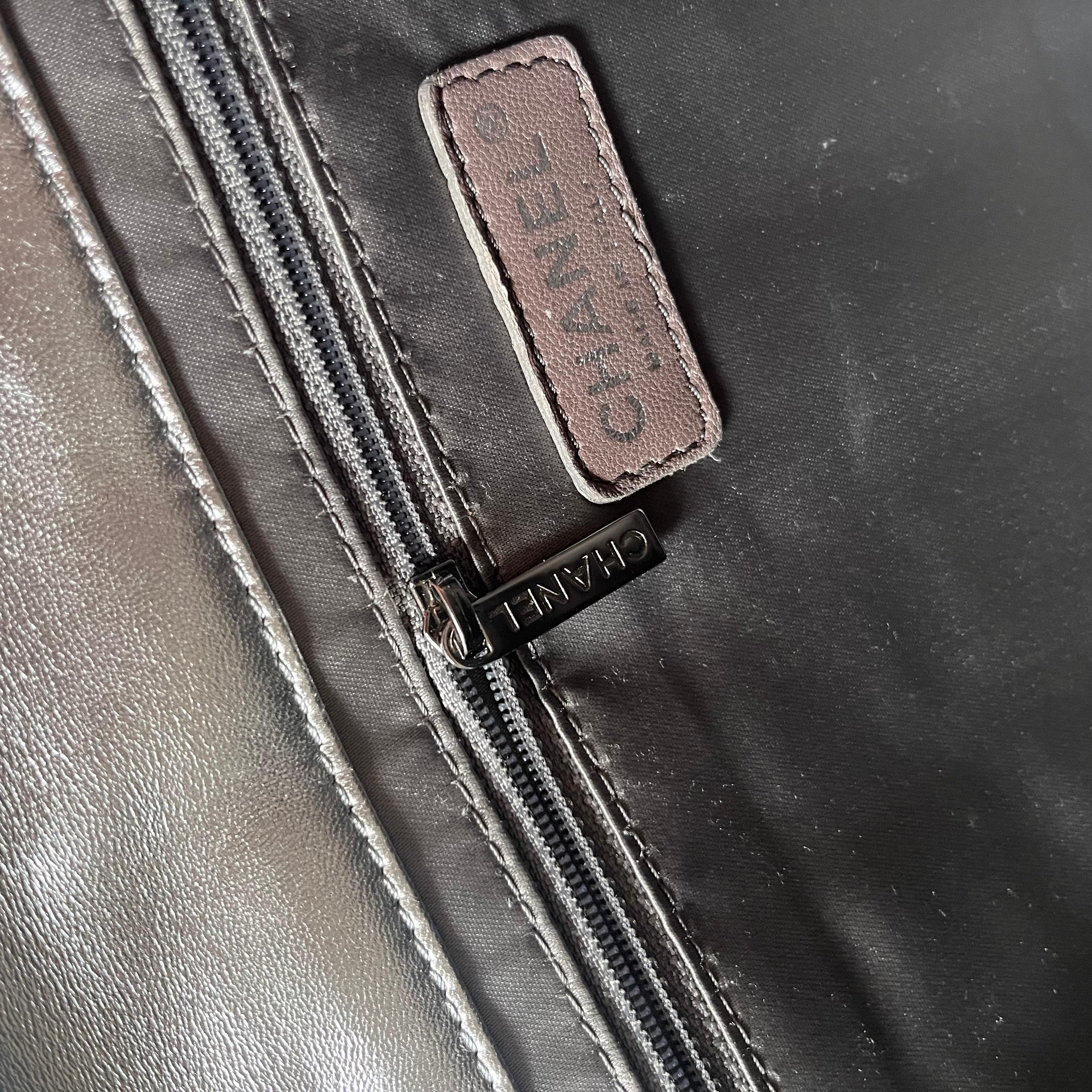 Chanel Ice Cube Chocolate Bar Classic Flap Metallic Silver PVC with Leather 9