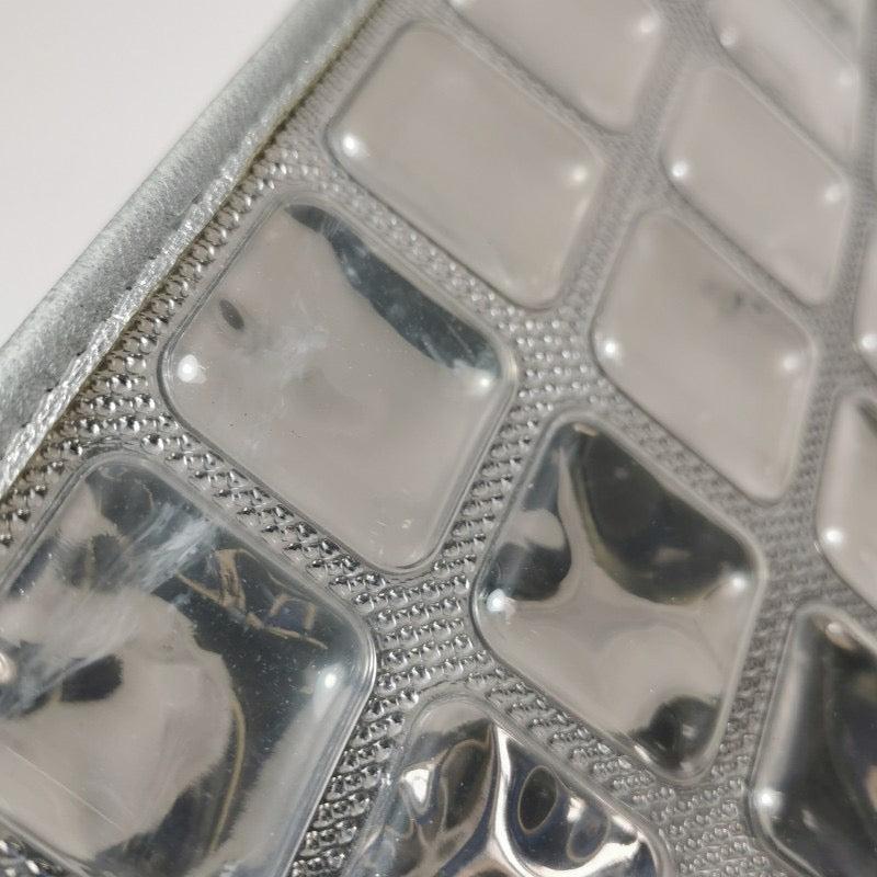 Chanel Ice Cube Chocolate Bar Clutch Metallic Silver PVC w/ Leather Shoulder Bag 10