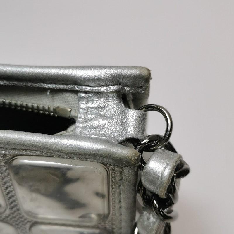 Chanel Ice Cube Chocolate Bar Clutch Metallic Silver PVC w/ Leather Shoulder Bag 11