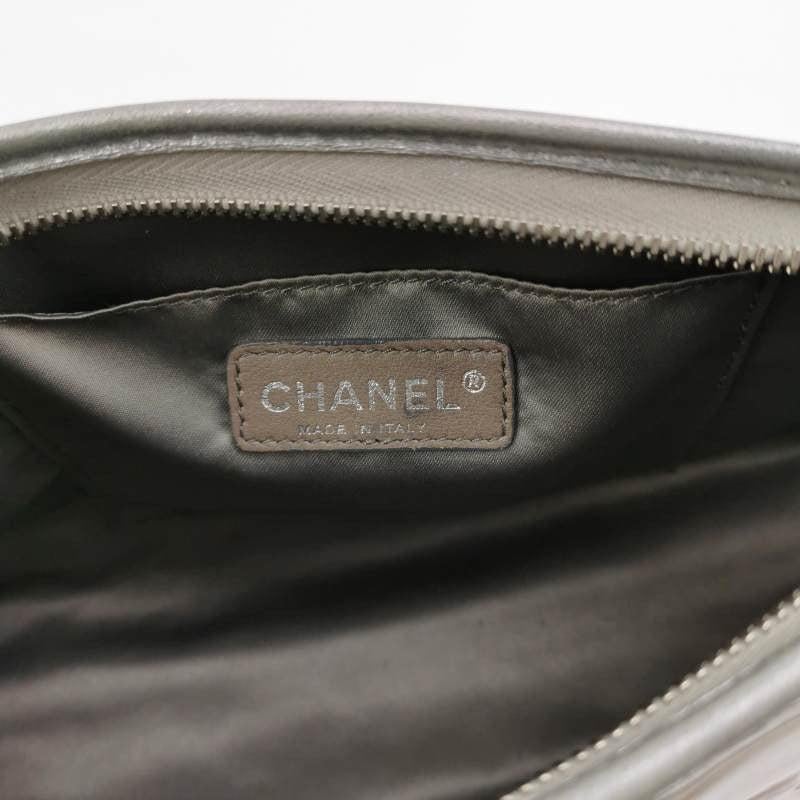 Chanel Ice Cube Chocolate Bar Clutch Metallic Silver PVC w/ Leather Shoulder Bag 3