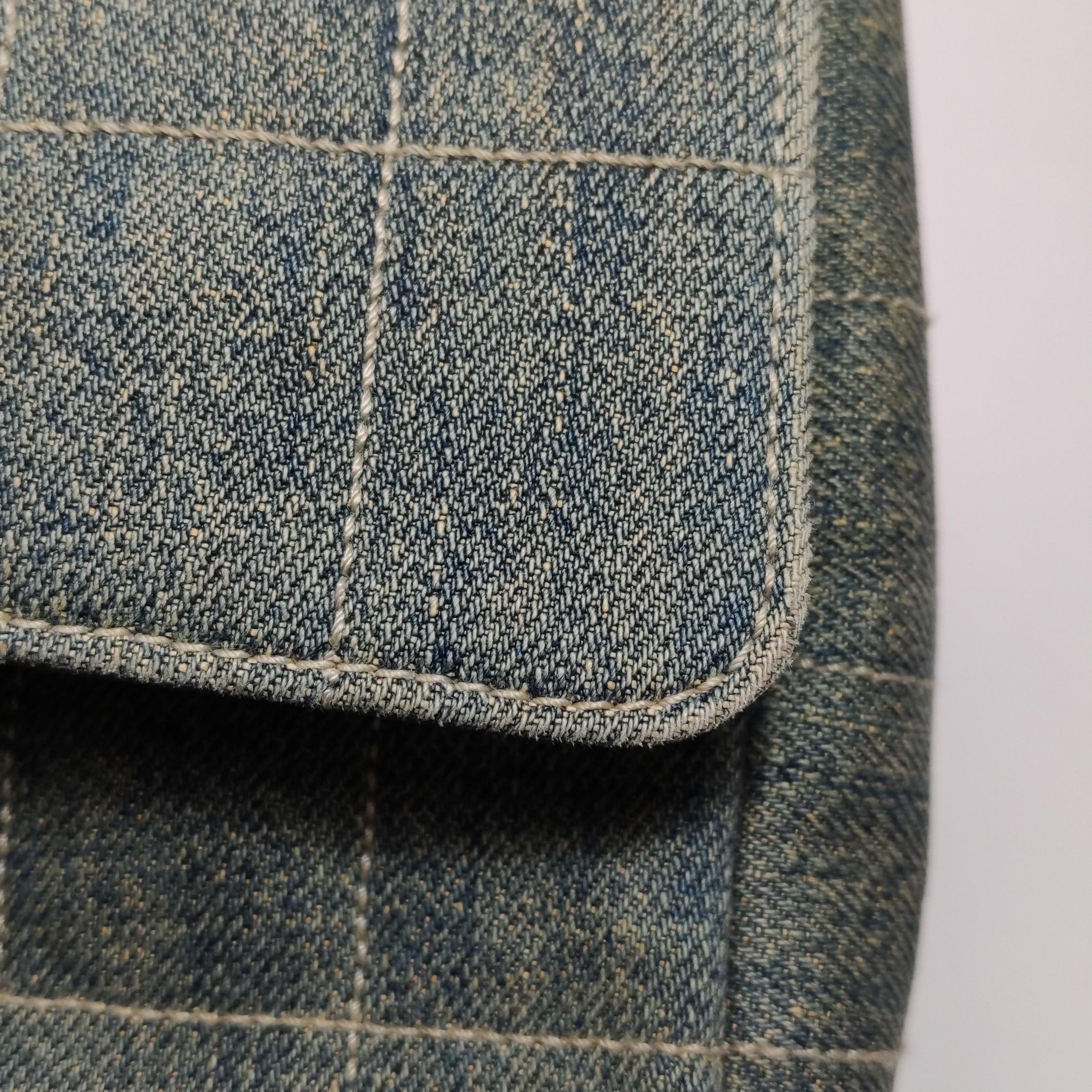 Chanel Ice Cube Chocolate Bar Medium Classic Flap Denim Green For Sale 7