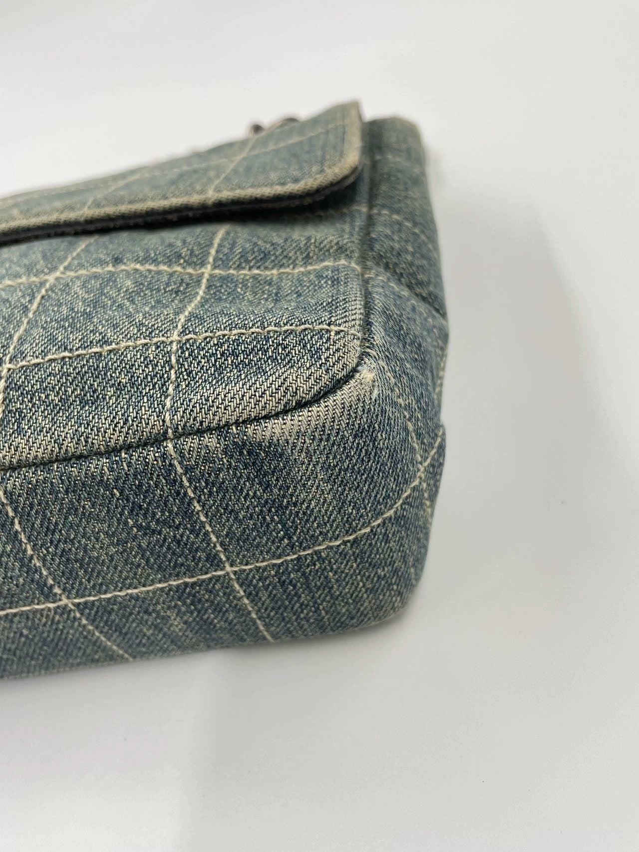 Chanel Ice Cube Chocolate Bar Medium Classic Flap Denim Green 10