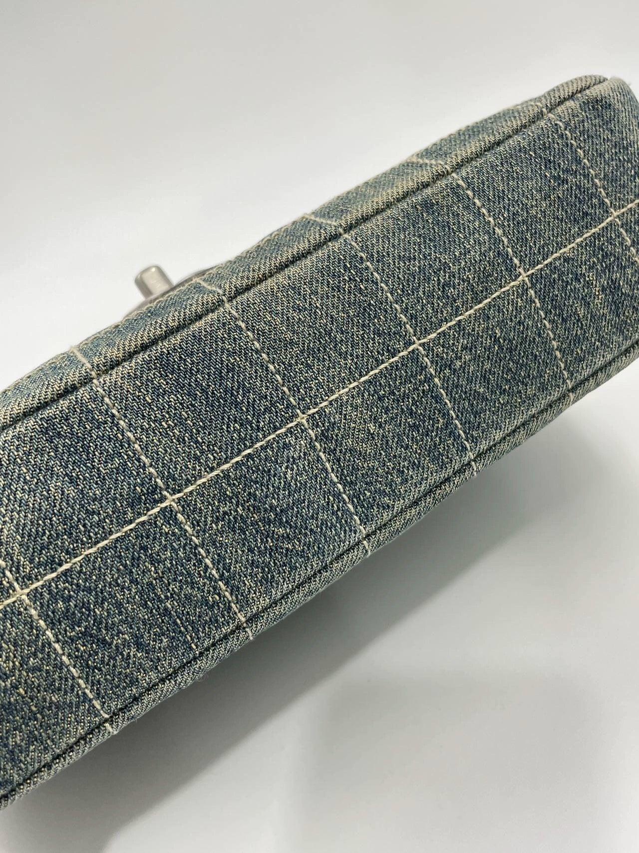 Chanel Ice Cube Chocolate Bar Medium Classic Flap Denim Green 11