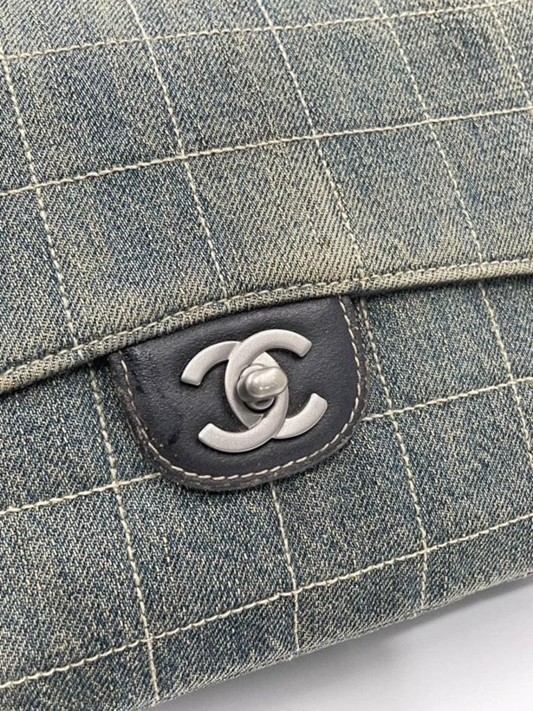 Chanel Ice Cube Chocolate Bar Medium Classic Flap Denim Green 13