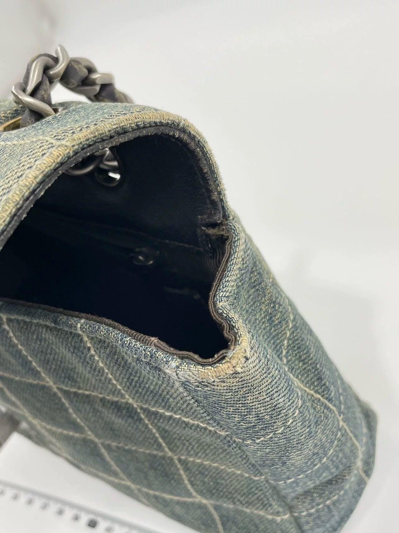 Chanel Ice Cube Chocolate Bar Medium Classic Flap Denim Green 14