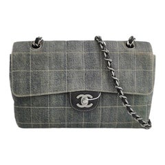 Chanel Ice Cube Chocolate Bar Medium Classic Flap Denim Green