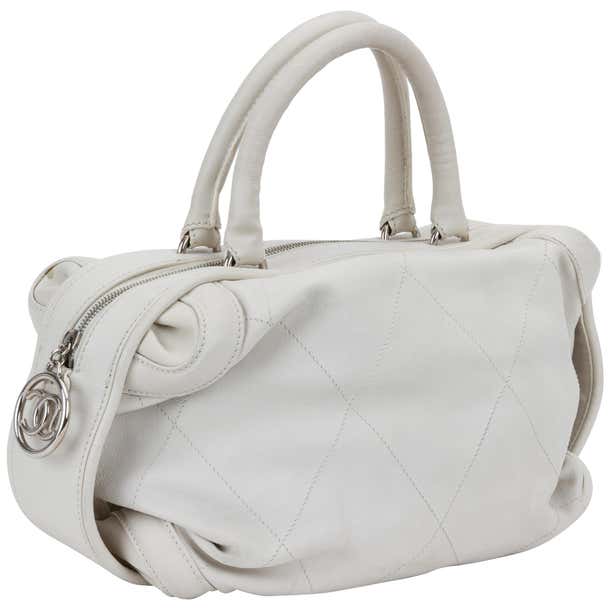 Chanel Ice White Leather Bowler Bag For Sale at 1stDibs | womens bowler ...
