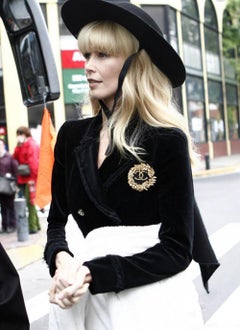 Chanel Icon CC Wheat Logo Black Velvet Jacket
