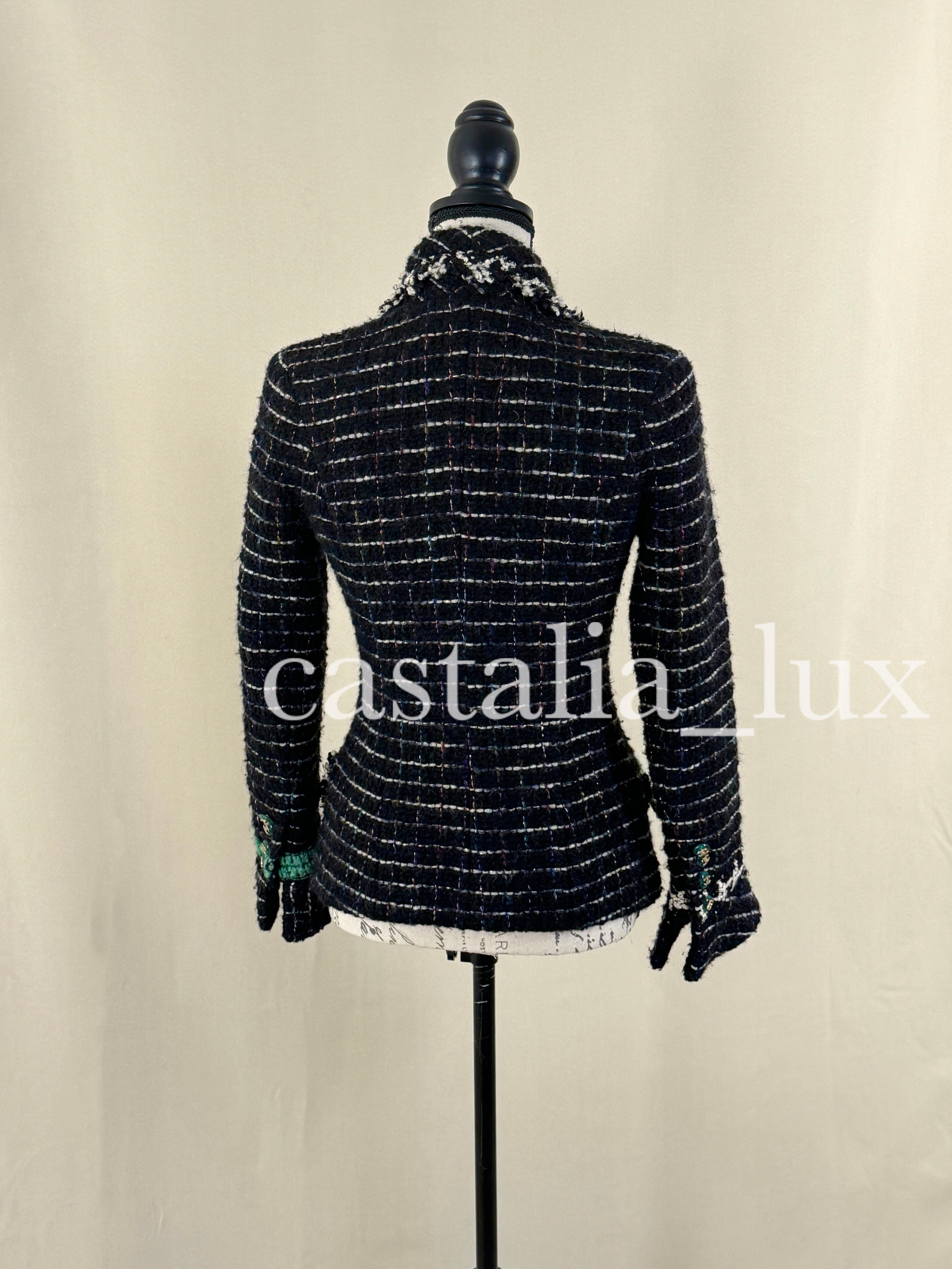 Veste en tweed noir Chanel Icone New en vente 14